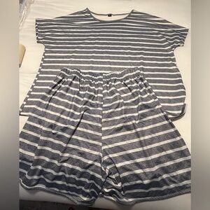 Striped Gray and White Loungewear Set
